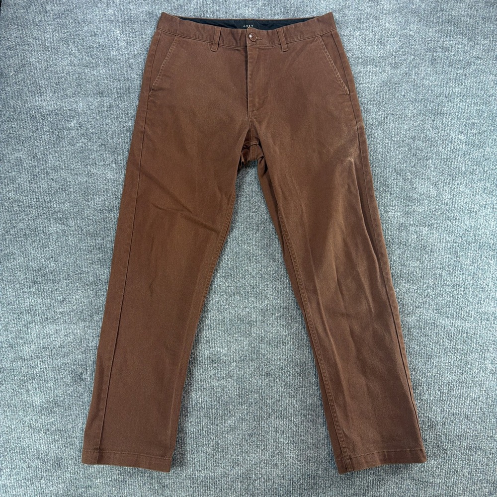 Obey Men Brown Chino Pants Slim Fit Flat Front Cotton Blend Size 32 Streetwear